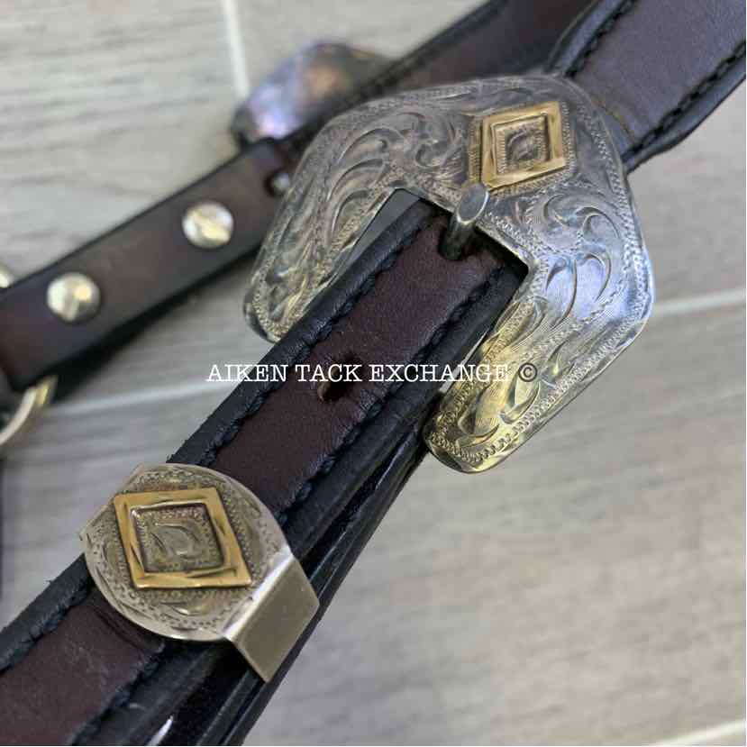 Tory Leather Silver Plated Diamond Show Halter, Size Full