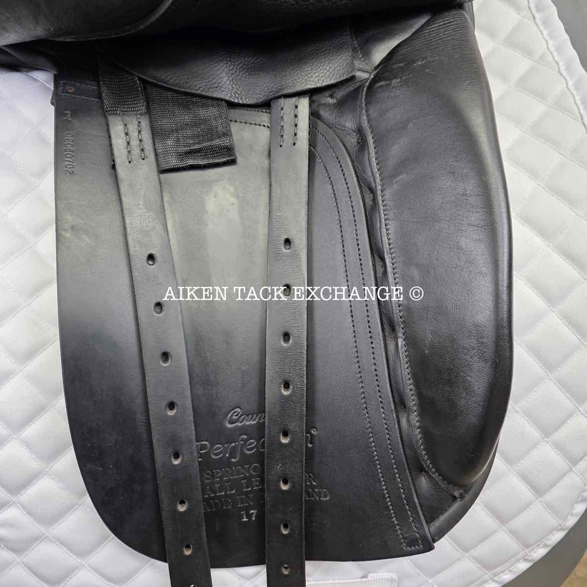 2008 County Perfection Dressage Saddle, 17" Seat, Medium Wide Tree, Wool Flocked Skid Row Panels