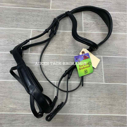 KL Select Red Barn Arena Ergonomic Flash Dressage Bridle, Black, Oversize