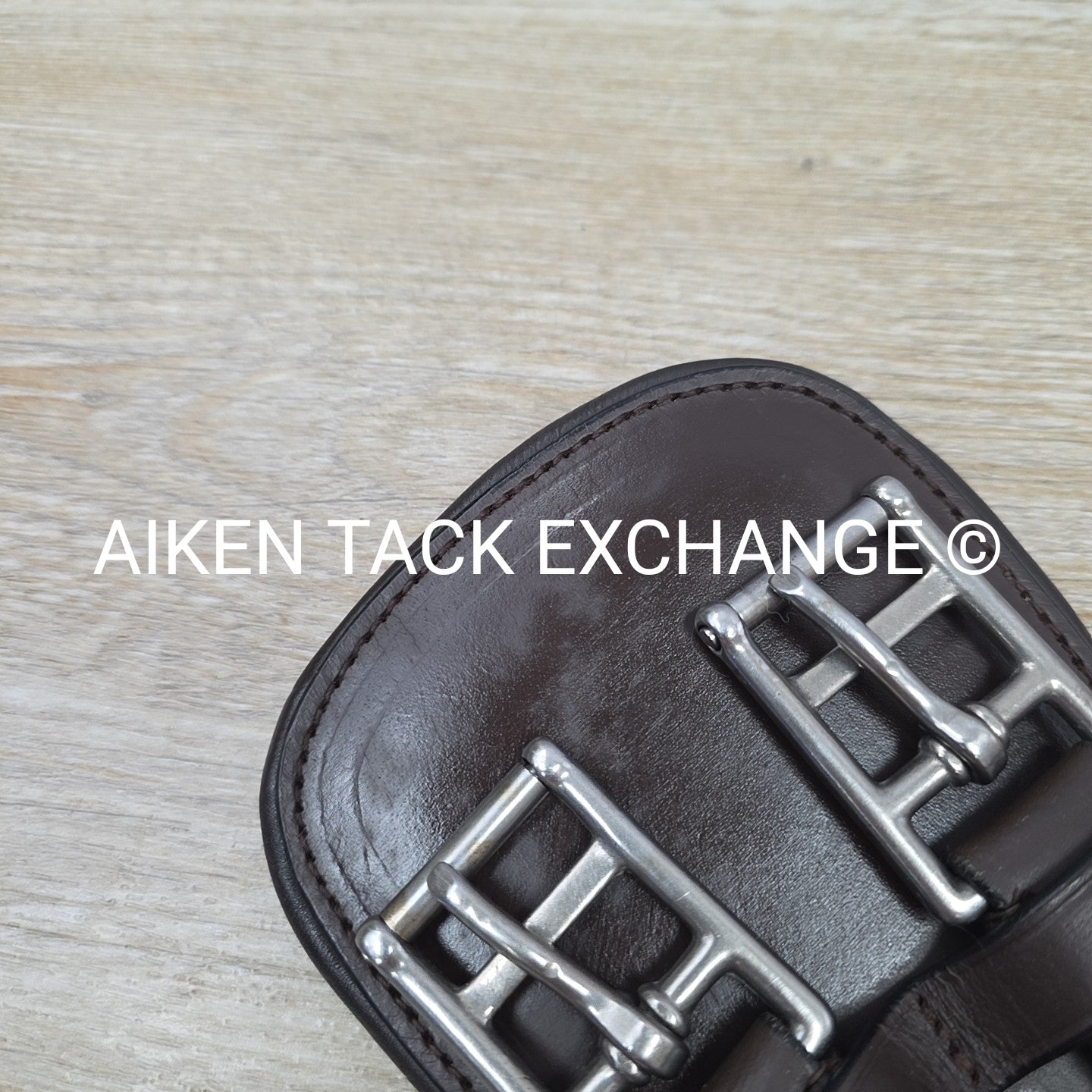 Padded Leather Contour Dressage Girth with Double End Elastic, Brown, 20"