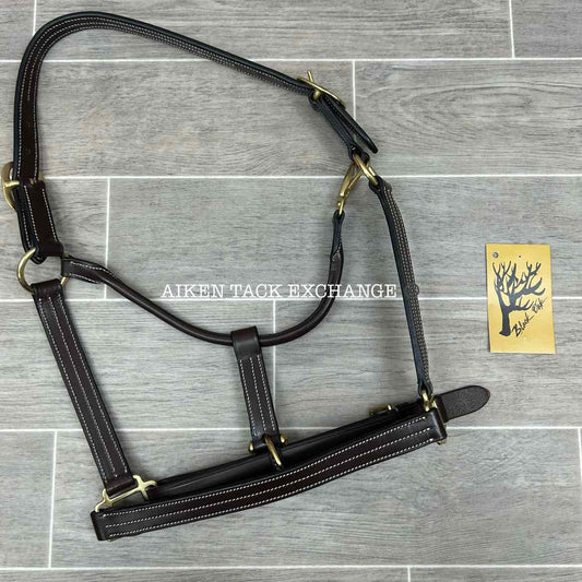 KL Select Black Oak Pine Leather Halter, Brown/Brass, Size Full