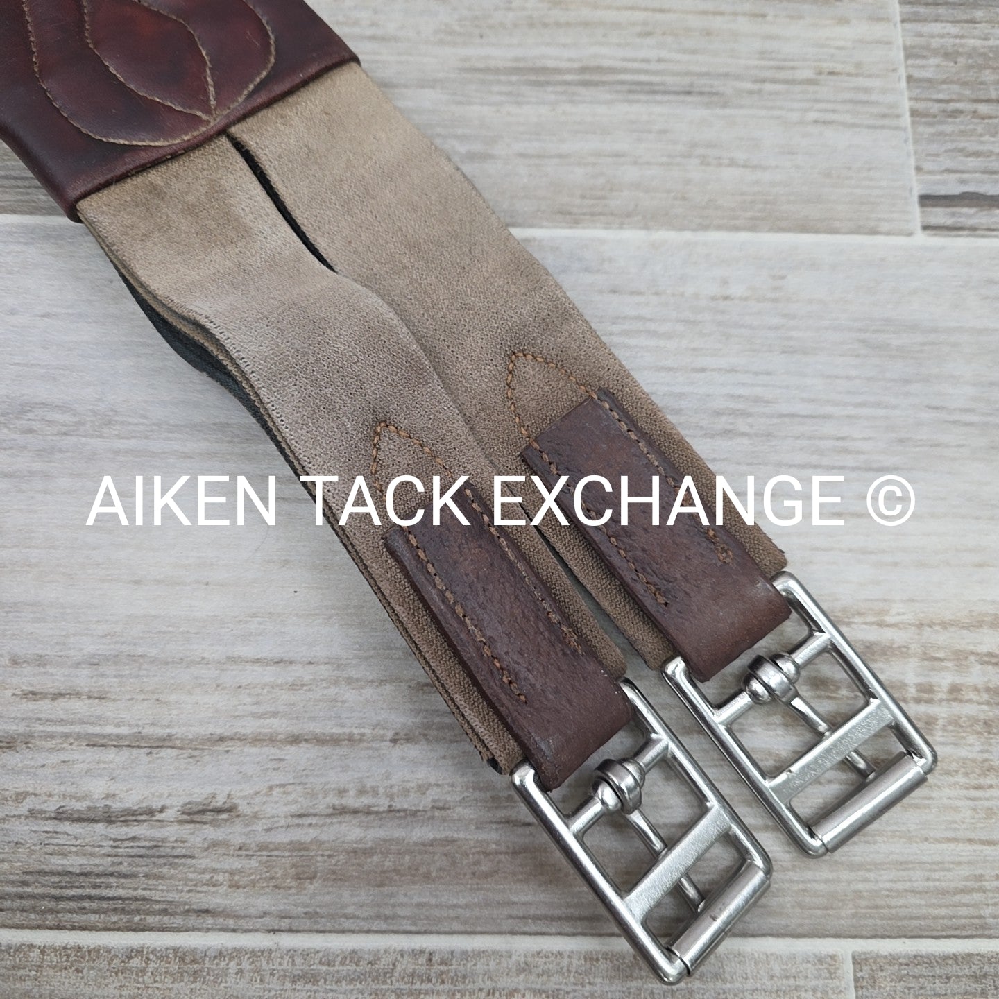 CWD Classic Leather Girth with Double End Elastic, Brown, 52"