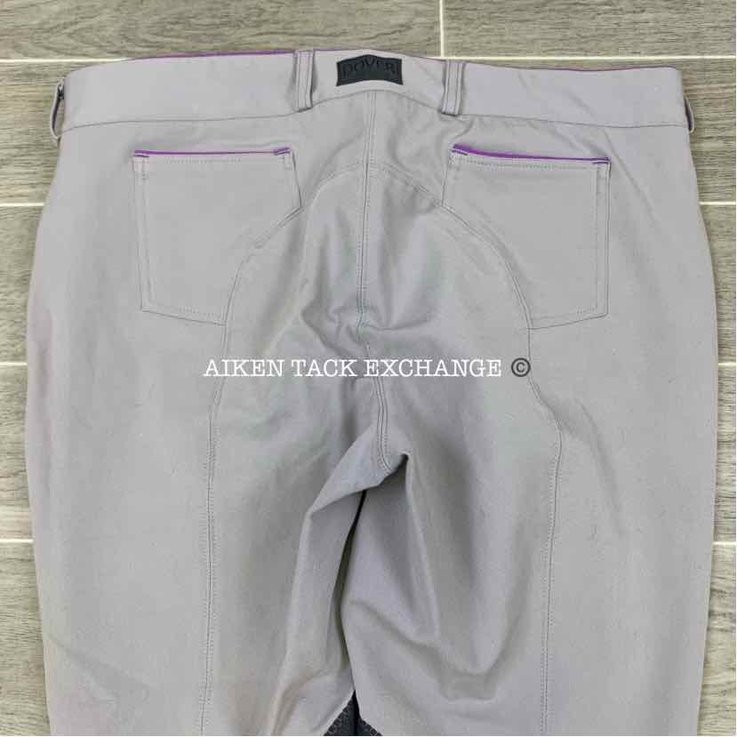 Dover Saddlery Wellesley Knee Patch Breeches Fog/Amethyst, 34