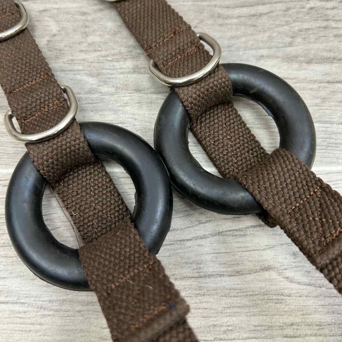 Cotton Web Side Reins with Rubber Donut, Brown, Size Pony, Brand New