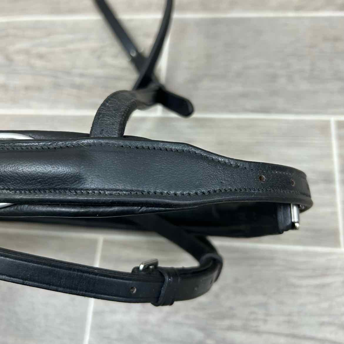 Padded Plain Rashed Flash Noseband, Black & Silver, Oversize