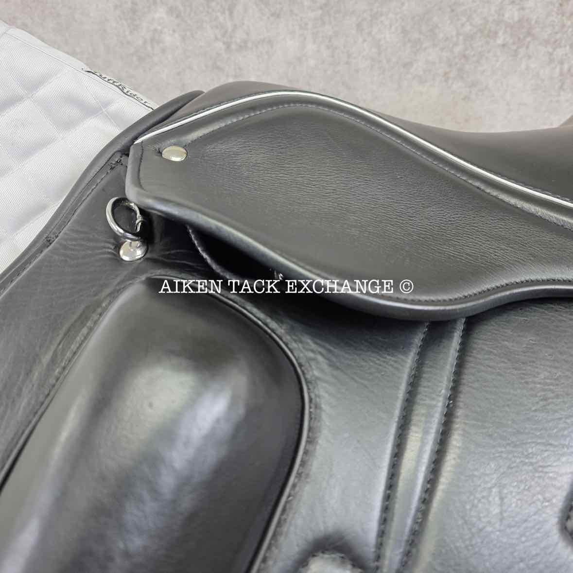English Dressage Saddle, 17" Seat, Short Flap, Wide Tree, Wool Flocked Panels