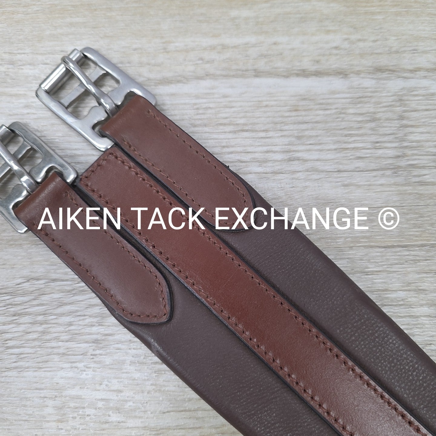 Leather Girth with Single End Elastic, Brown, 38"