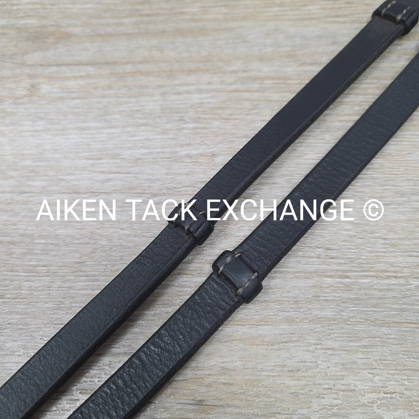 Leather Reins with Hand Grips, Black, 58"
