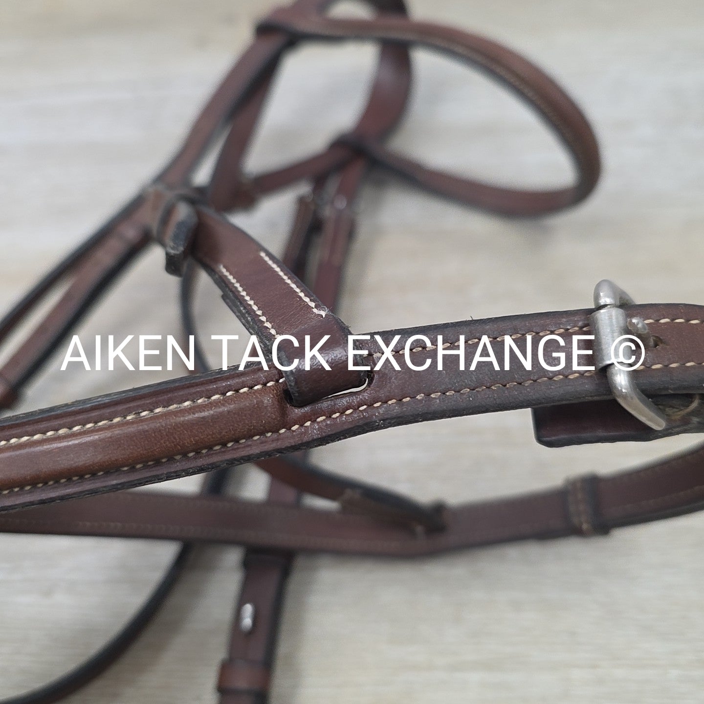 Plain Square Raised Bridle, No Reins, Brown, Size Full