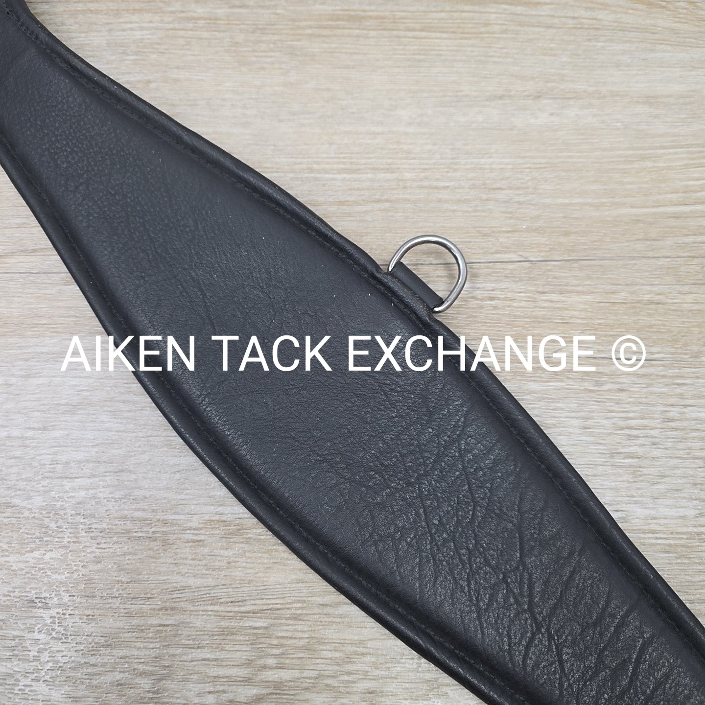 Padded Leather Contour Dressage Girth with Double End Elastic, Black, 32"