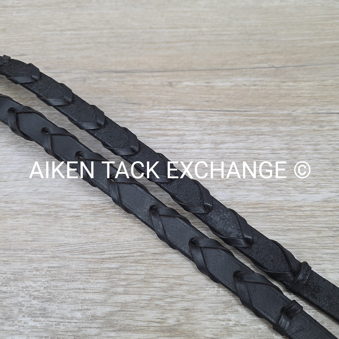 Flat Laced Reins, Black, 54"