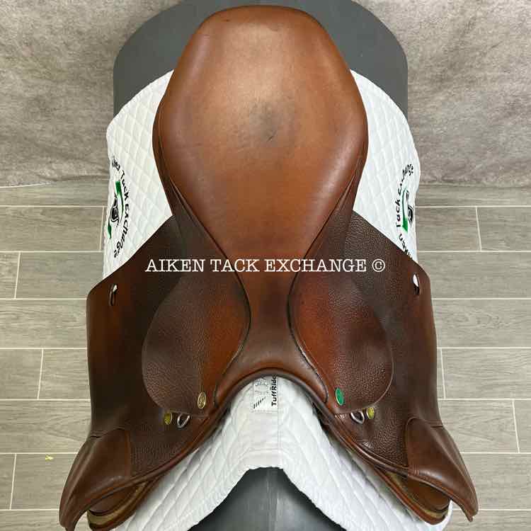 2001 Prestige Hippos Red Fox Close Contact Jump Saddle, 18" Seat, 33 Tree - Medium (Adjustable), Wool Flocked Panels