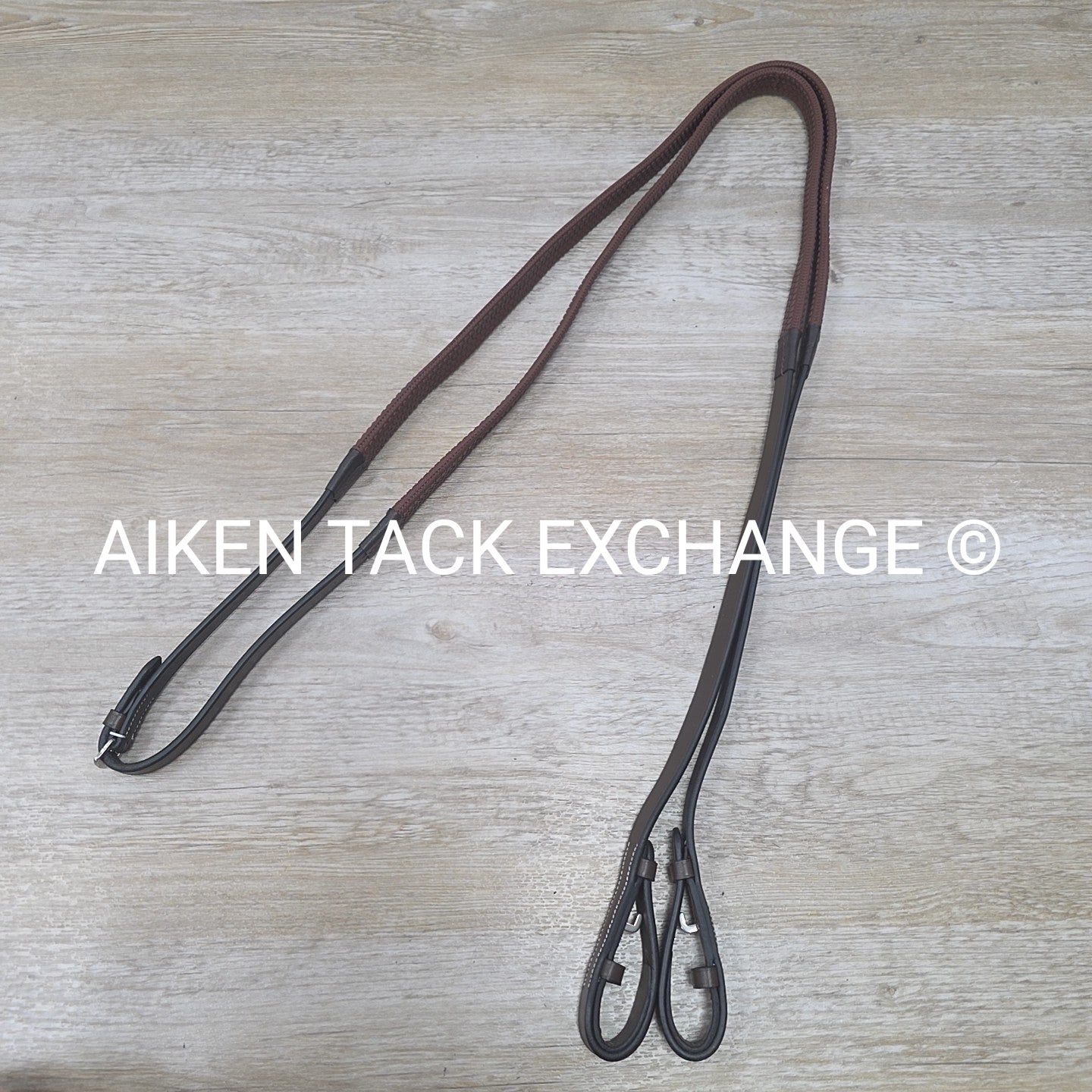 HDR Pro Mono Crown Flash Bridle with Rubber Reins, Havana, Size Full/Horse