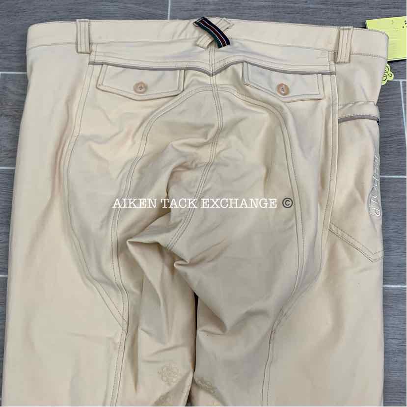 Espoir Equestrian Bamboo Silicone Grip Knee Patch Breeches, Size US 34 IT 48