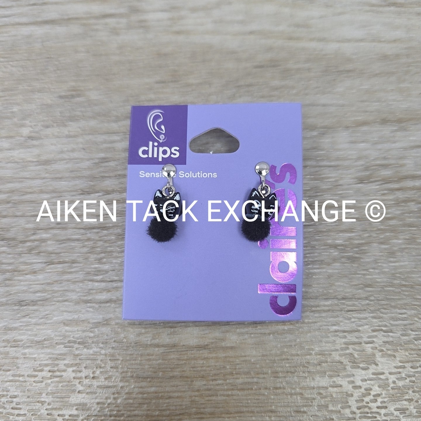 Claire's Fuzzy Black Cat Clip On Earrings