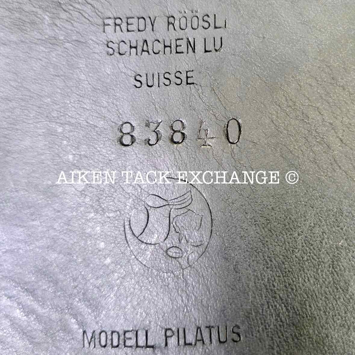 Roosli Pilatus Dressage Saddle, 17" Seat, Extra Short Flap, Medium Narrow Tree, Wool Flocked Panels