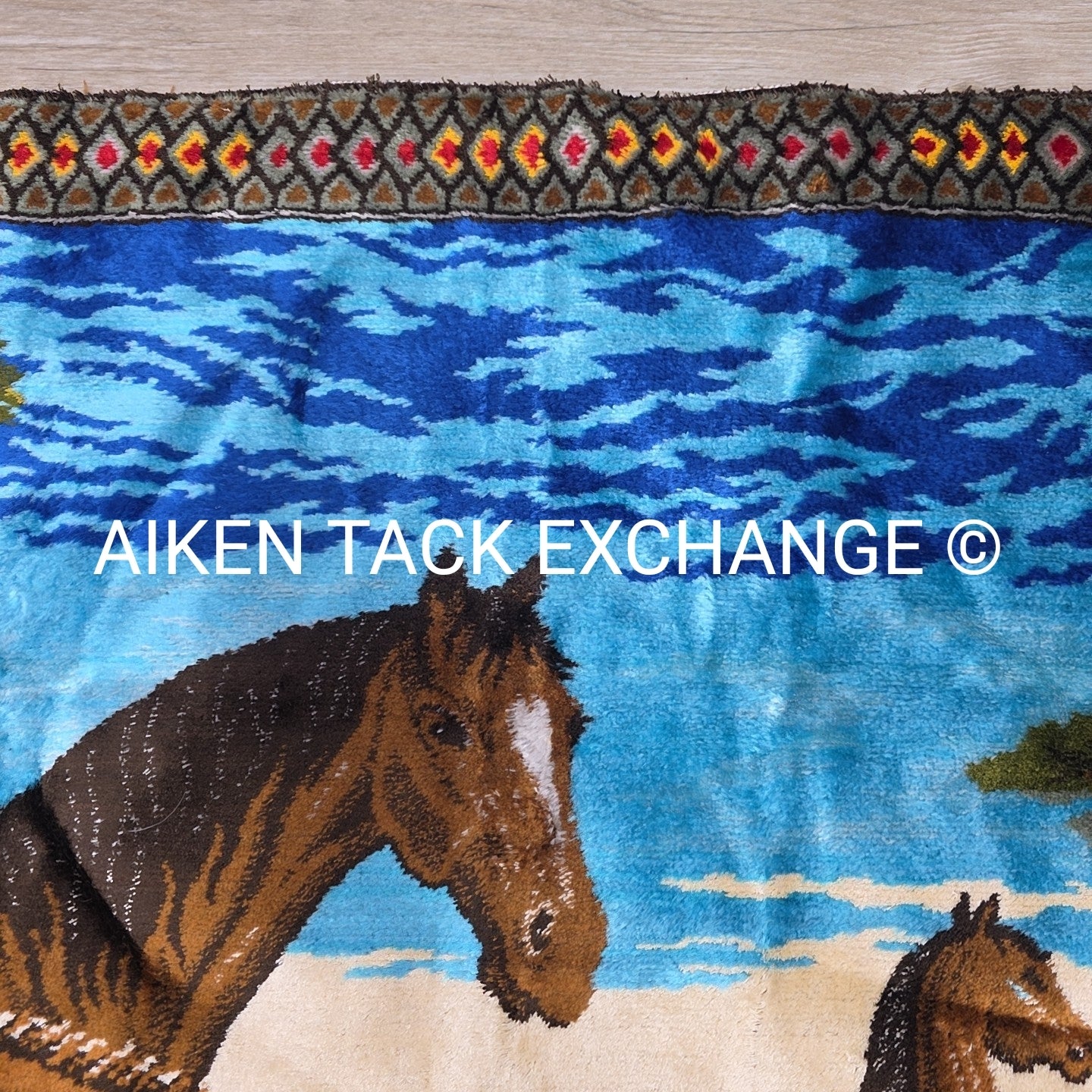Vintage P & C Woven Velvet Tapestry w/ Horse Scene