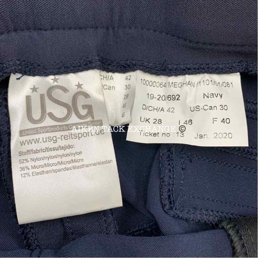 KL Select USG "Meghan" Silicone Full Seat Breeches, Size 30