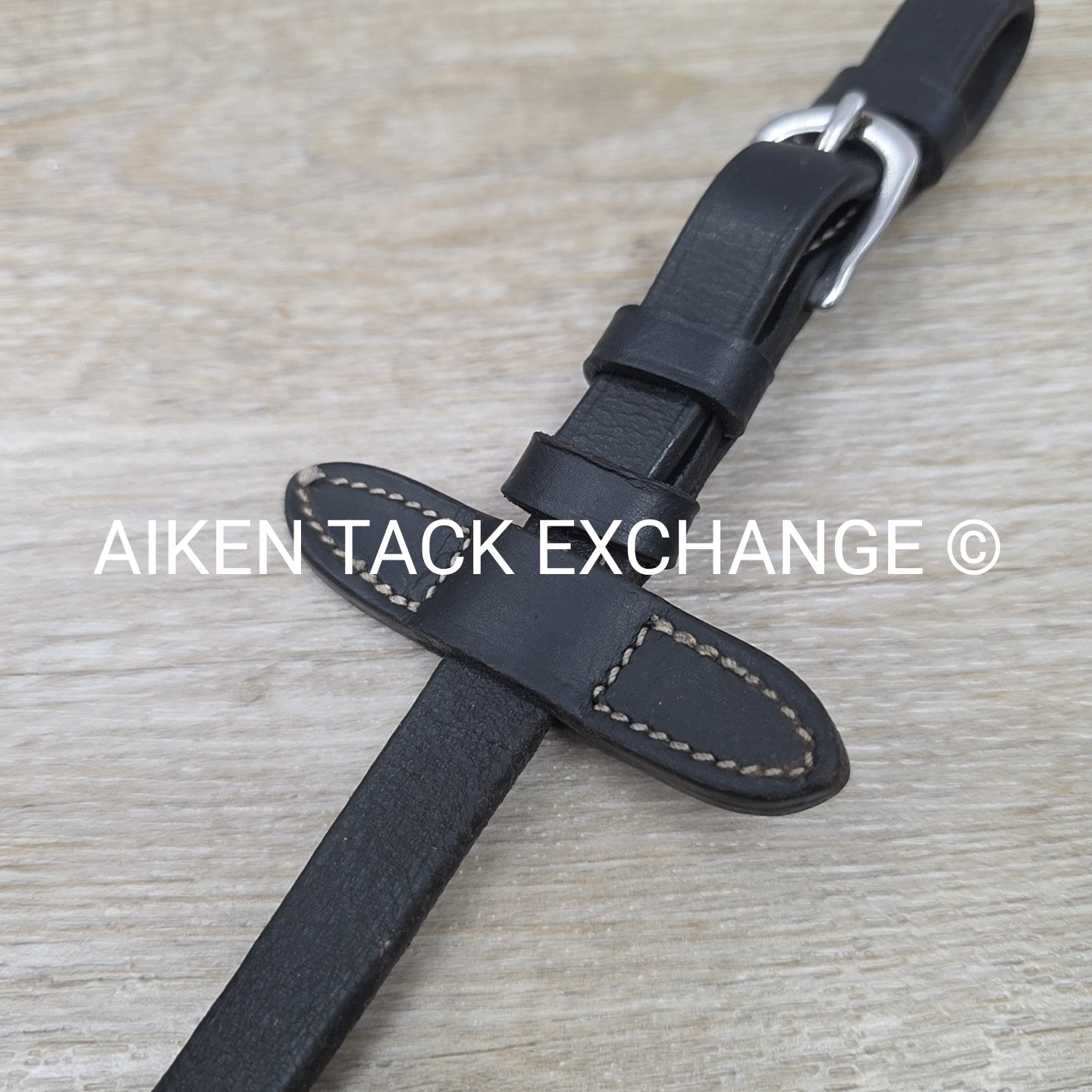 Leather Reins with Hand Grips, Black, 58"