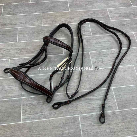KL Select Hampton Fancy Stitched Bridle with Matching Reins, Oversize