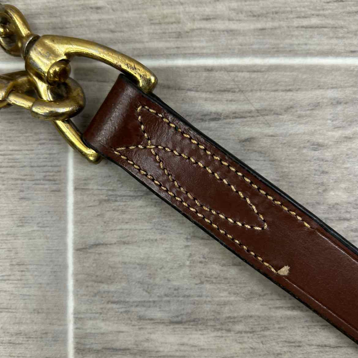 Leather Lead with Brass Plated Chain
