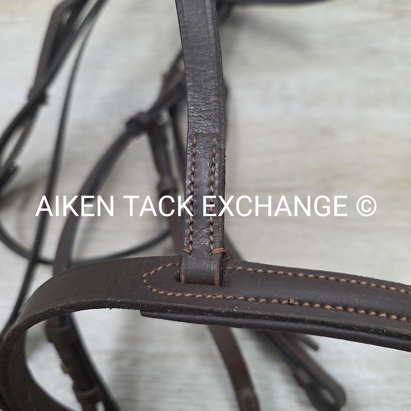 Plain Raised Weymouth Double Bridle with Curb Rein, Brown, Size Full