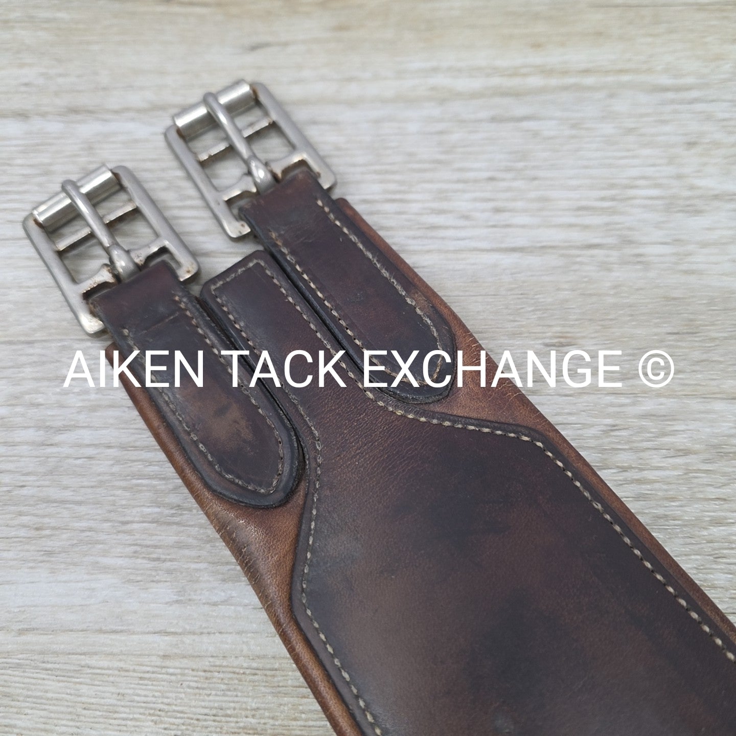 Mortack Leather Girth with Single End Elastic, Brown, 48"