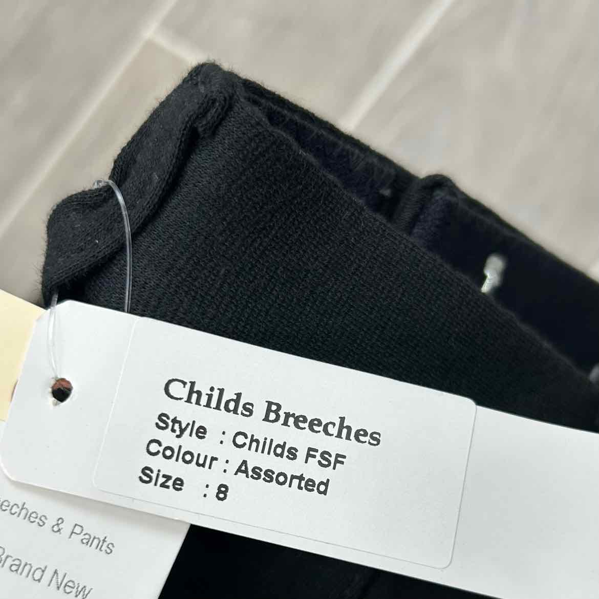 Eqituff Children's Knee Patch Breeches, Black, Size 8, Brand New