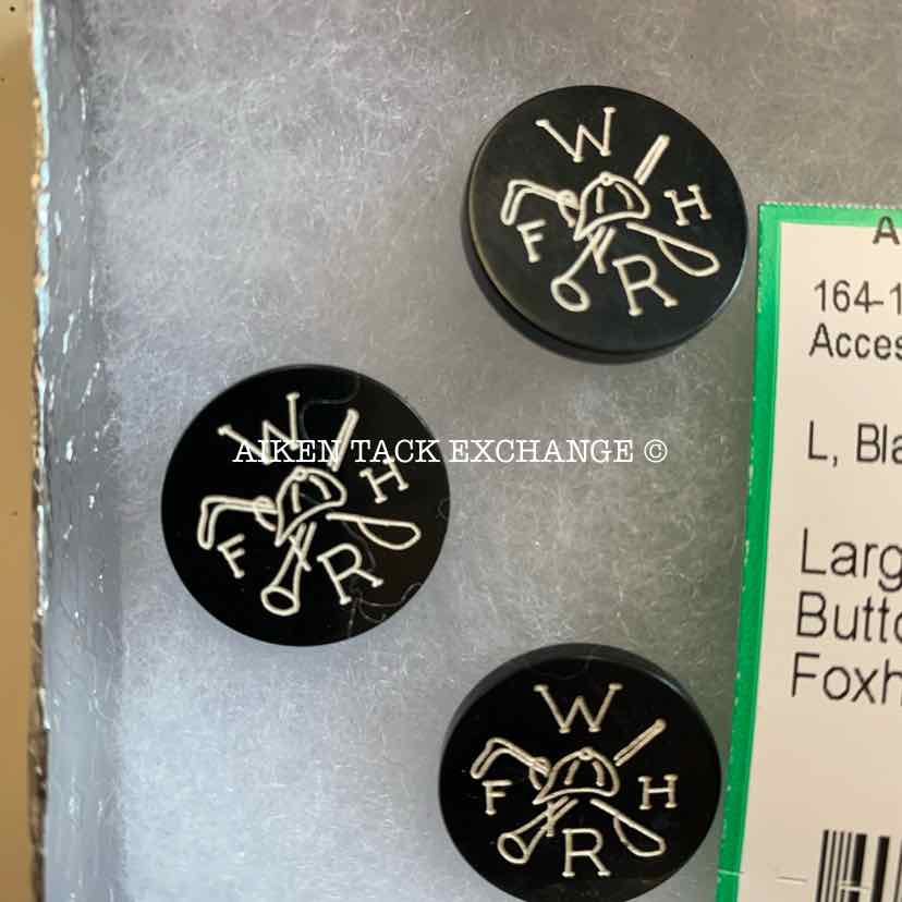 Large, Engraved Hunt Button, Whiskey Road Foxhounds, Black