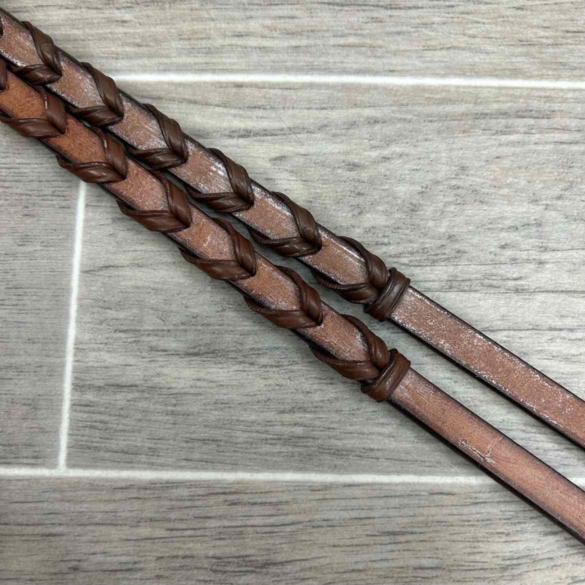 Harmohn Kraft Flat Laced Reins, Brown, 1/2" x 50", Brand New