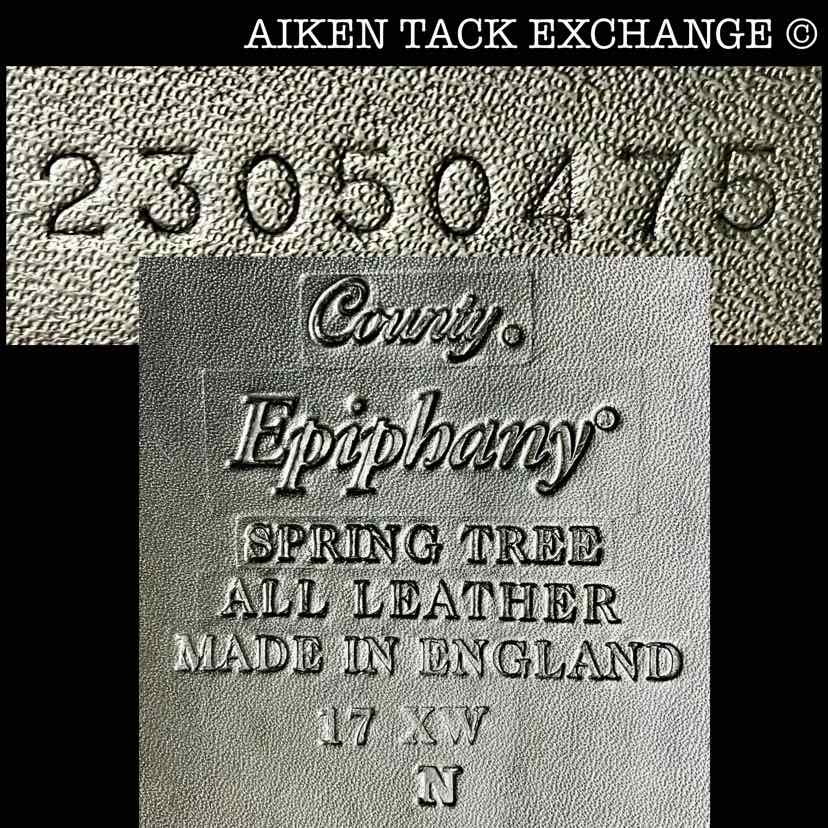 2023 County Epiphany Monoflap Dressage Saddle, 17" Seat, Narrow Tree, Wool Flocked Panels