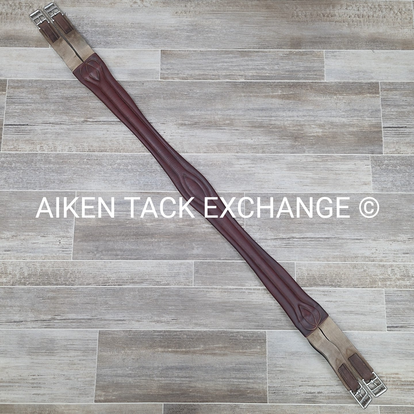 CWD Classic Leather Girth with Double End Elastic, Brown, 52"