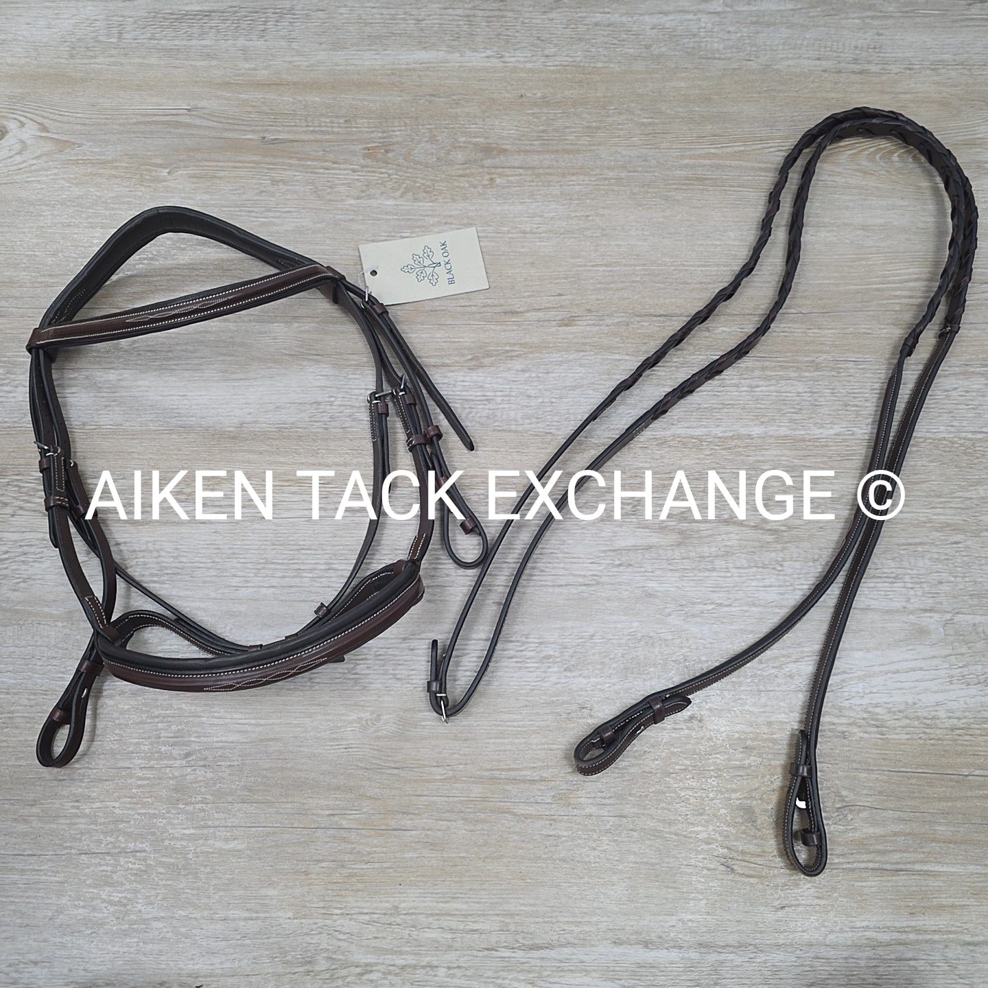 KL Select Black Oak Laurel Bridle with Matching Reins, Size Cob