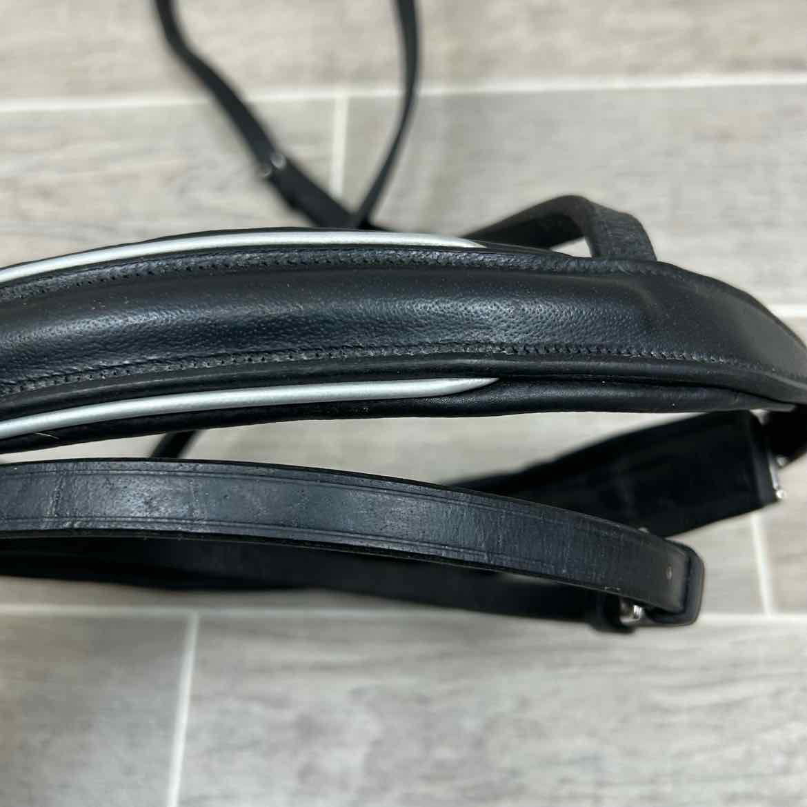 Padded Plain Rashed Flash Noseband, Black & Silver, Oversize