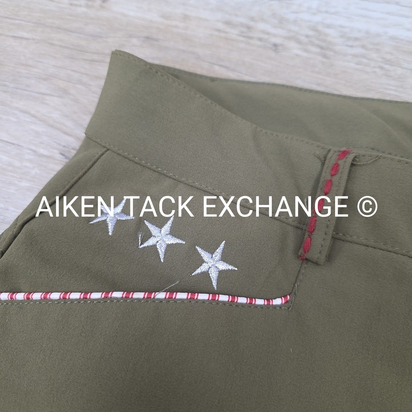 Equine Couture Stars & Stripes Silicone Grip Knee Patch Breeches, Size 34