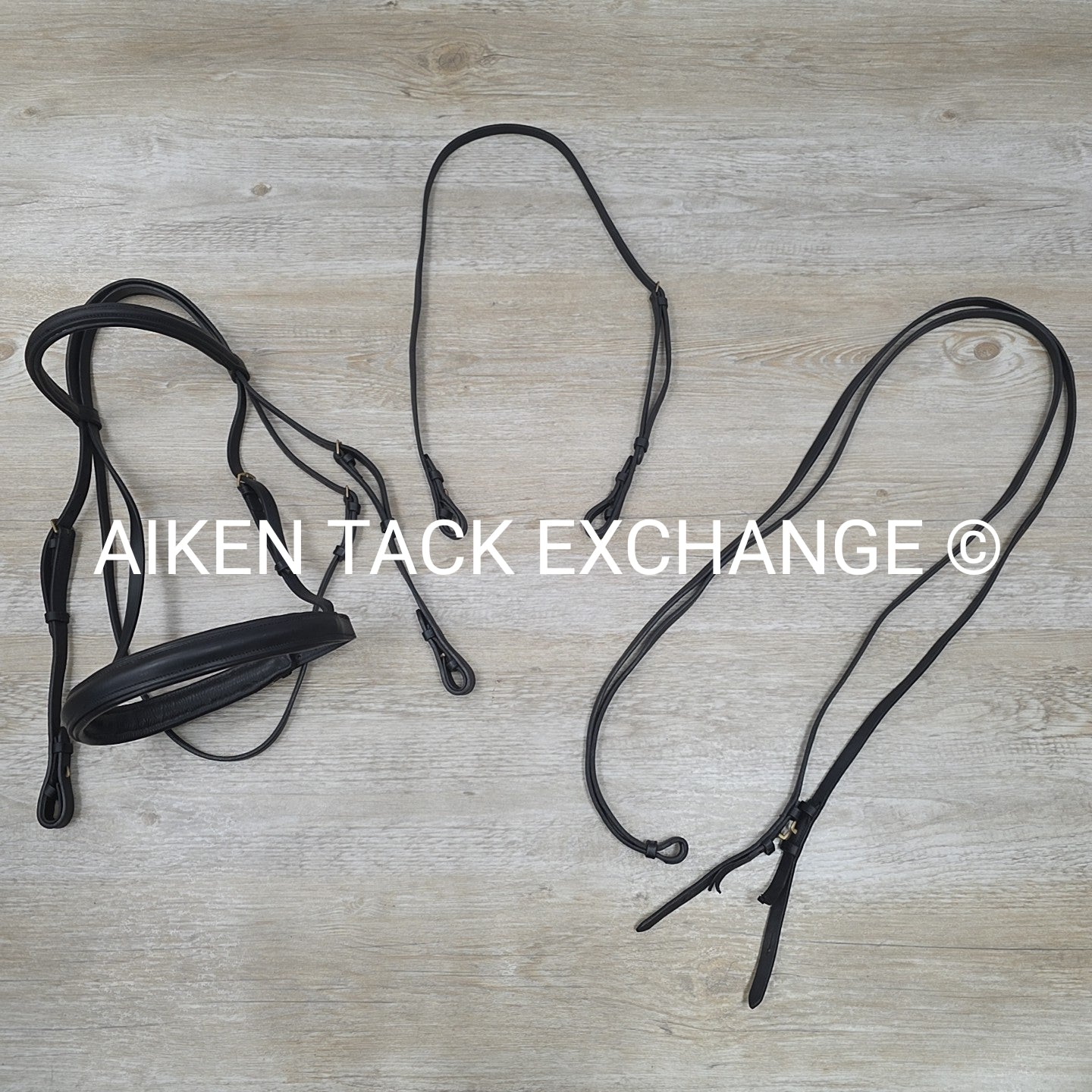 Kieffer Weymouth Double Bridle with Curb Rein, Black, Size Full