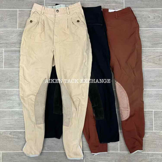 BARGAIN BUNDLE: 3 Pairs of Breeches, 1 Full Seat & 2 Knee Patch - Sizes 26 & 28