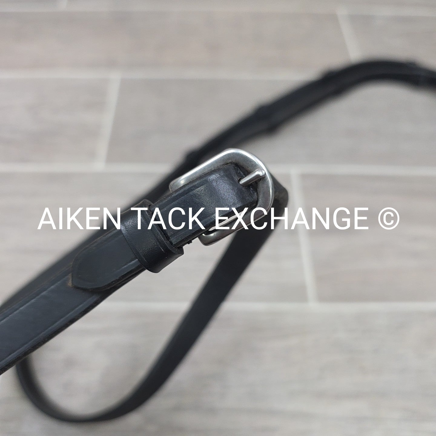 Leather Reins with Hand Stops, Black, Size Full