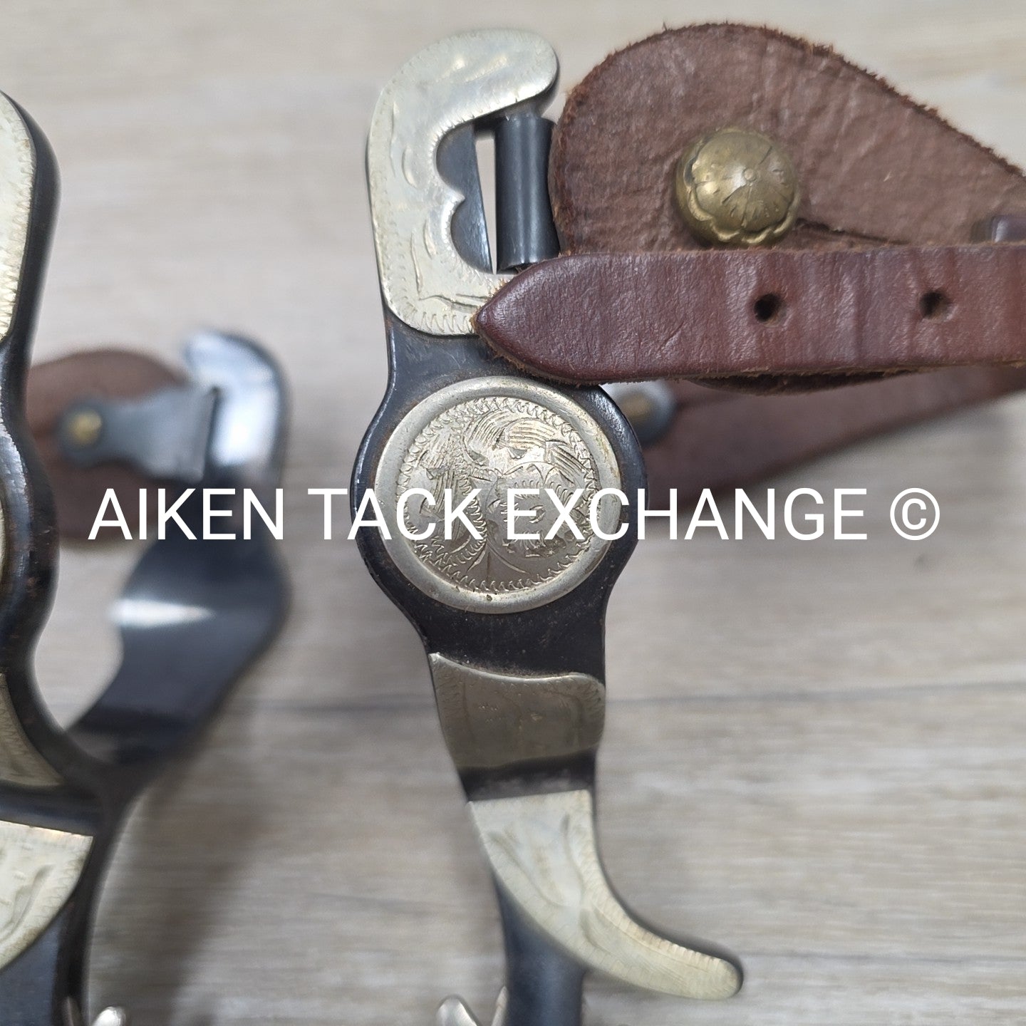 Kelly Silver Star Western Spurs with Rowels & Leather Spur Straps