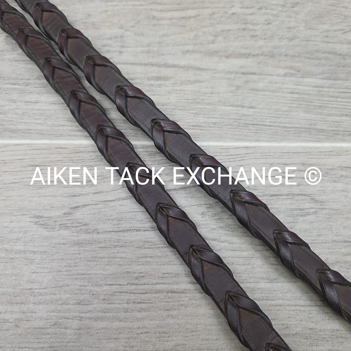 Flat Laced Reins, Brown, 57"