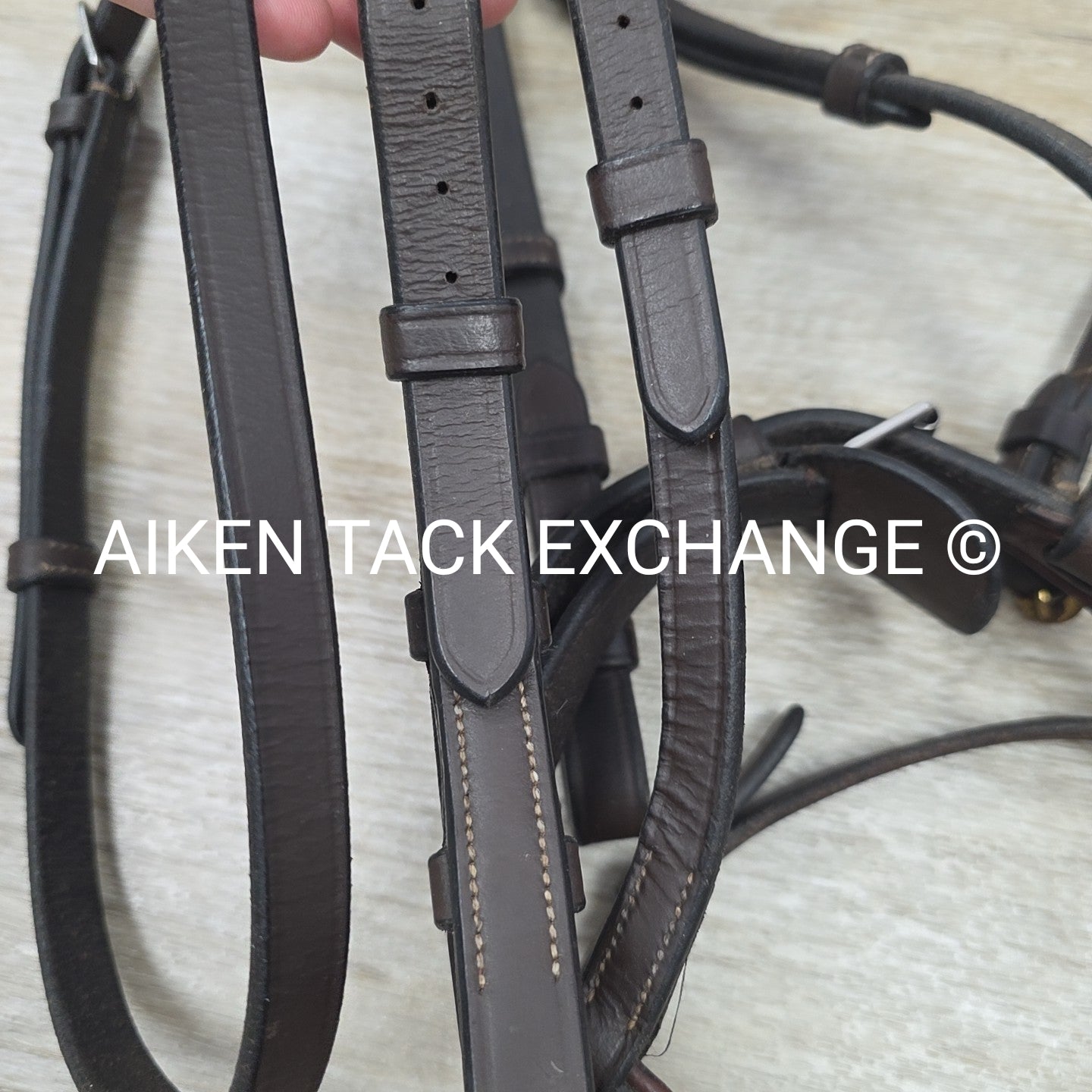 Dy'on Flash Noseband Bridle and Snap Hook with Matching Rubber Reins, Brown, Siz
