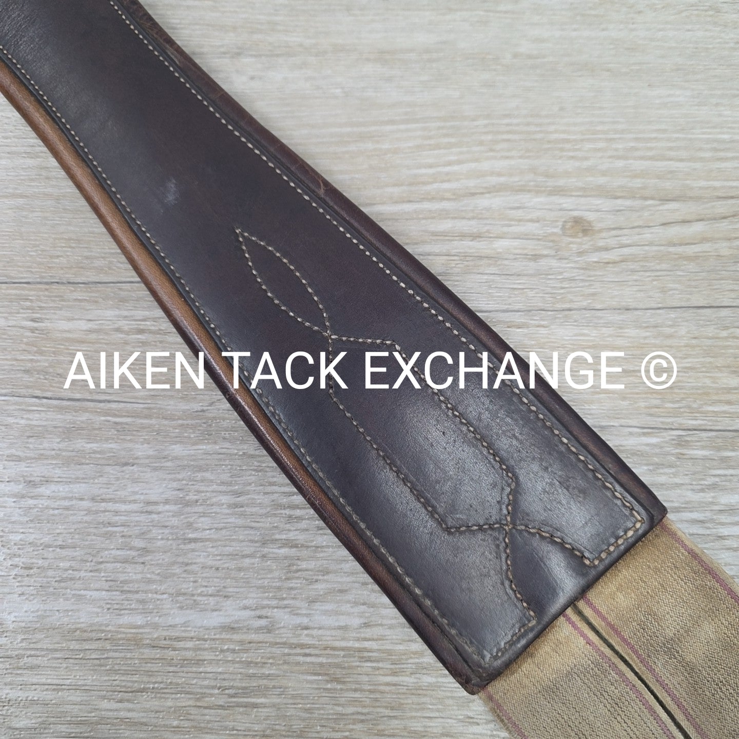 Mortack Leather Girth with Single End Elastic, Brown, 48"