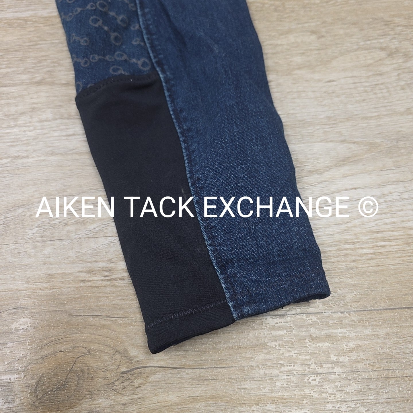 Horze Kaia Crystal Denim Silicone Grip Full Seat Breeches, Size 32