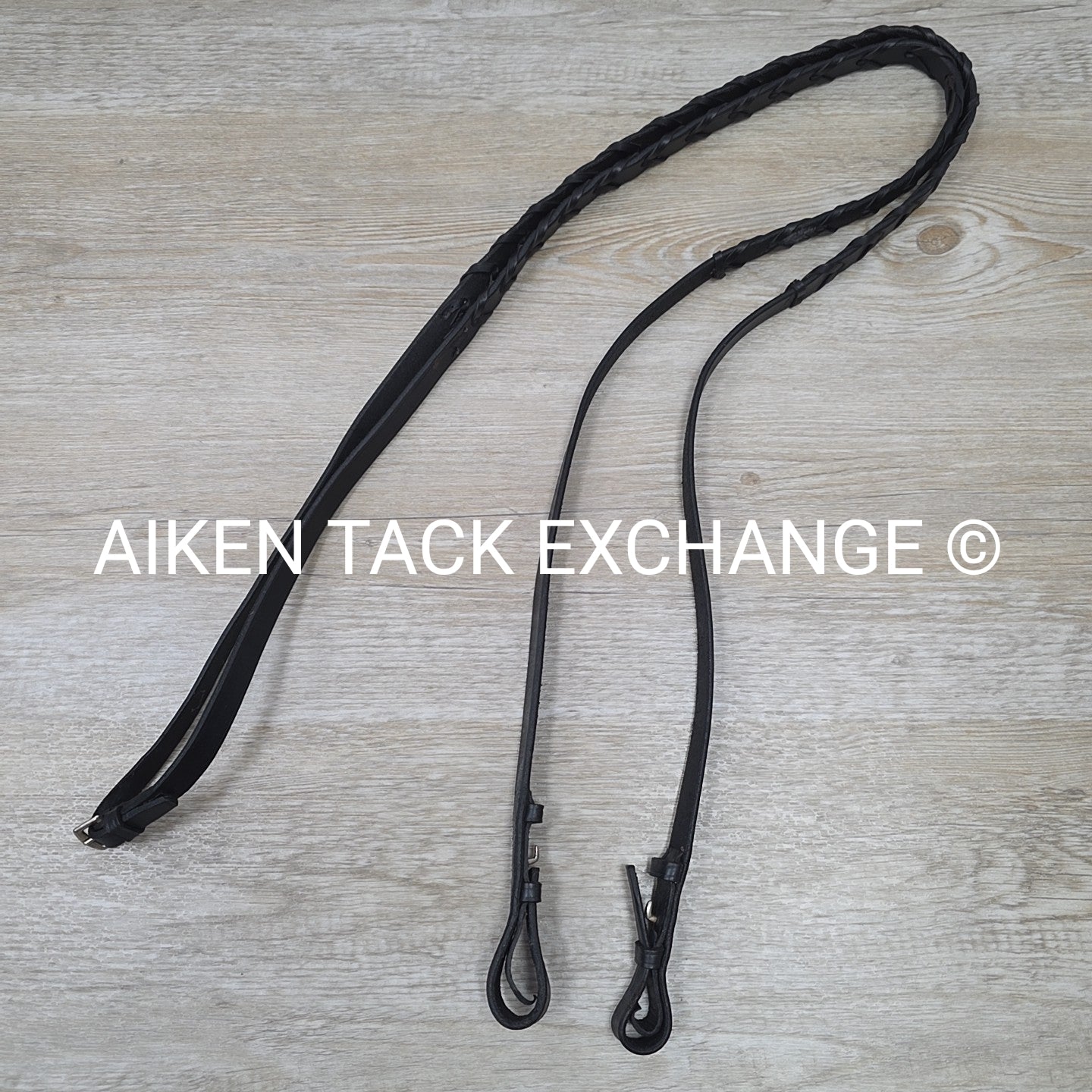 Flat Laced Reins, Black, 54"