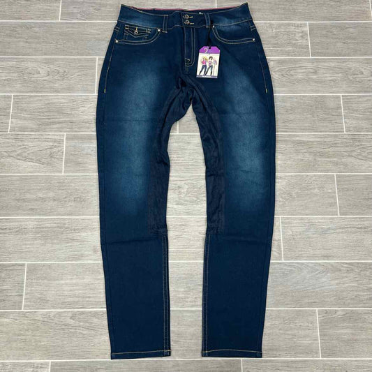 2kGrey Denim Full Seat Breeches, Size 34