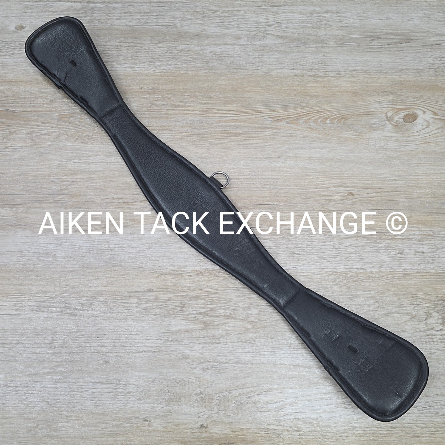 Padded Leather Contour Dressage Girth with Double End Elastic, Black, 30"