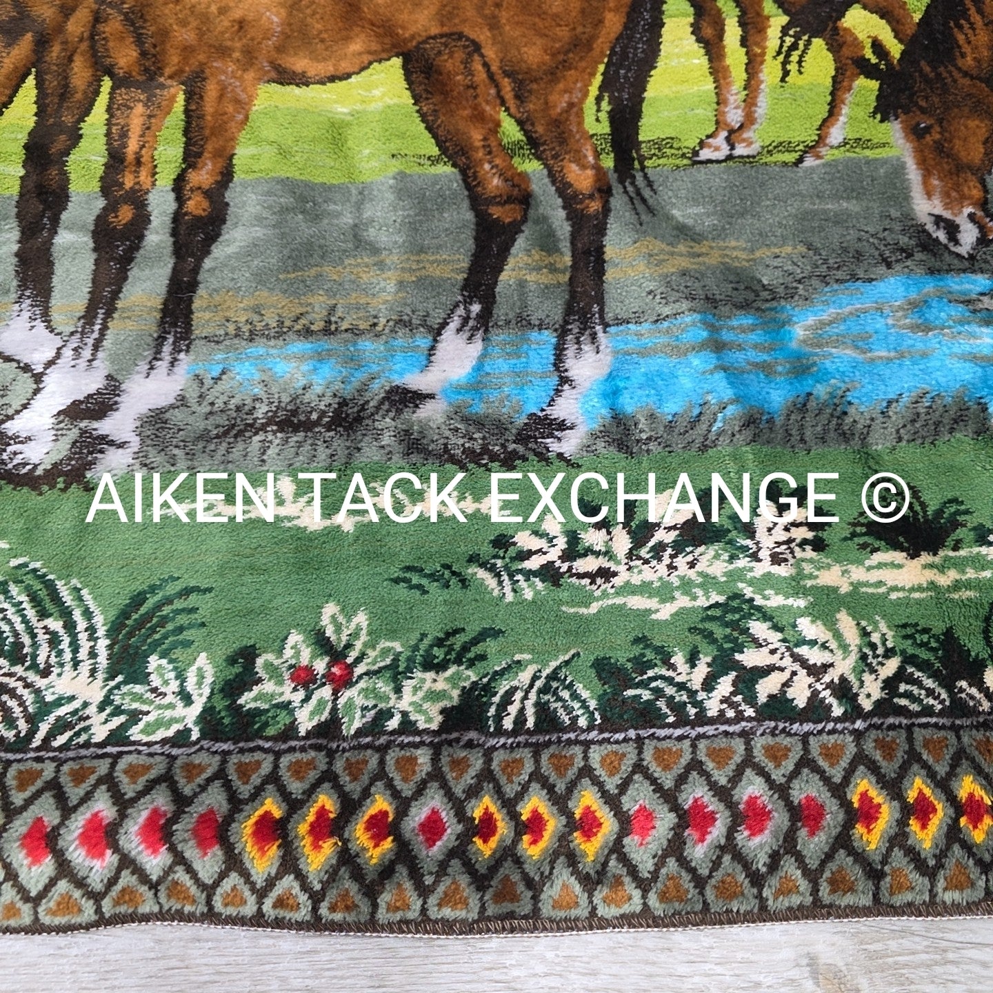 Vintage P & C Woven Velvet Tapestry w/ Horse Scene