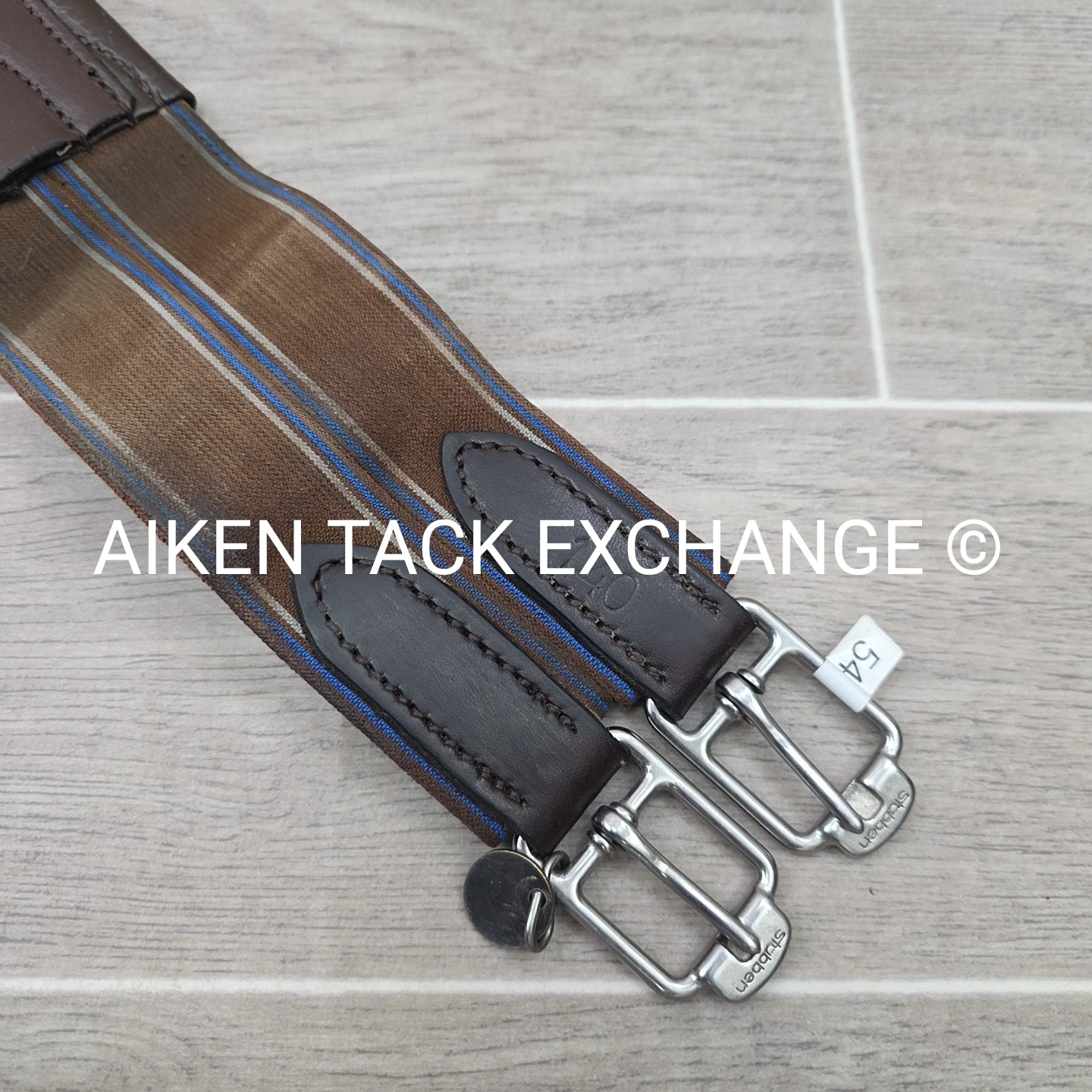 Stubben Leather Girth with Double End Elastic, Brown, 54"