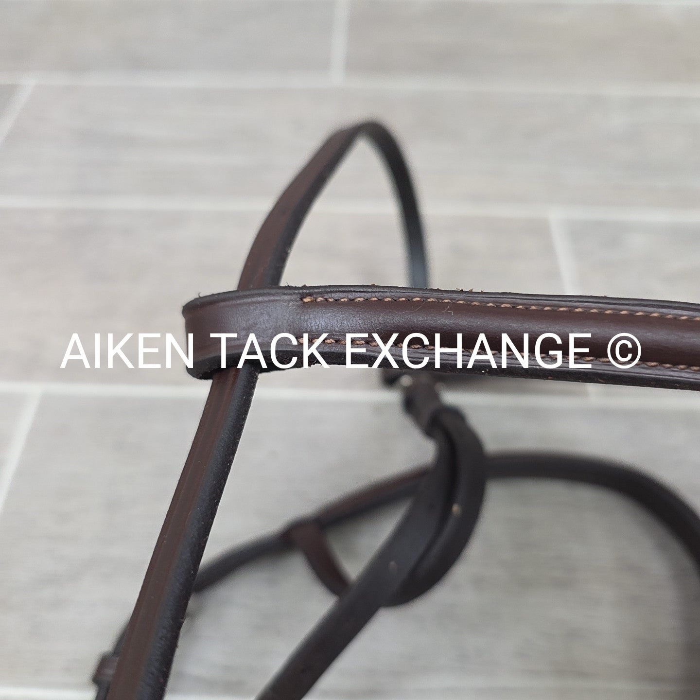 Plain Raised Noseband with Matching Browband, Brown, Size Full