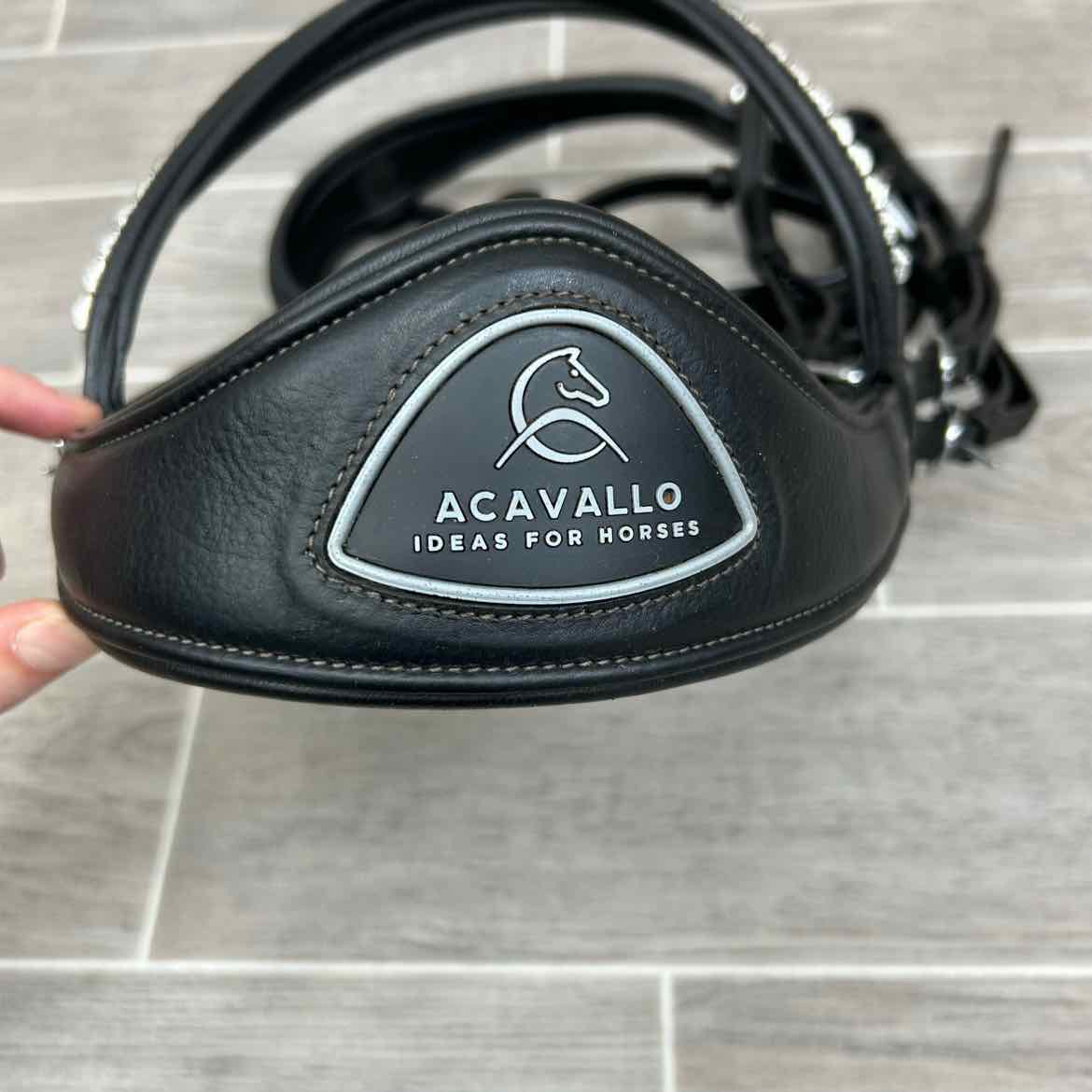 Acavallo Maesta Flash Bridle, No Reins, Black, Size Full